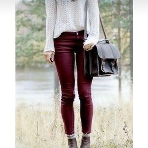 7 For All Mankind WaxCoated Wine Skinny Jeans 🌿